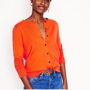 Boden Emilia Cotton Crew Cardigan Mandarin Orange Size XL New